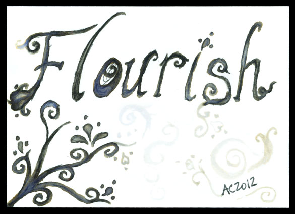 Flourish, artist trading card by Amy Crook