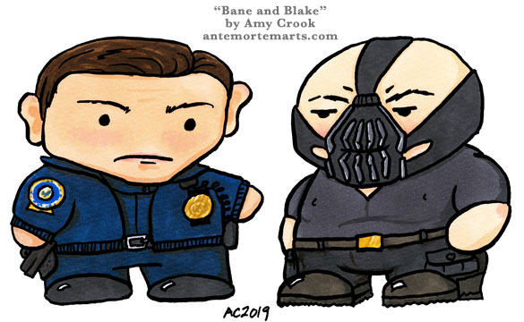 chibi John Blake and Bane from TDKR by Amy Crook