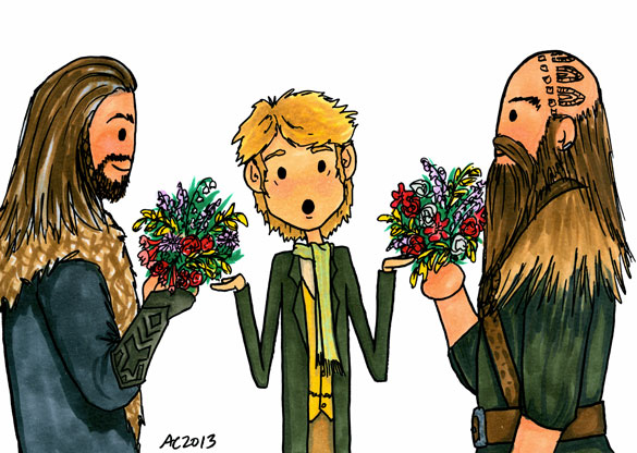 Flowers for Bilbo, a Hobbit parody commission by Amy Crook