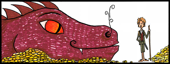 Bilbo and Smaug Bookmark 2 by Amy Crook