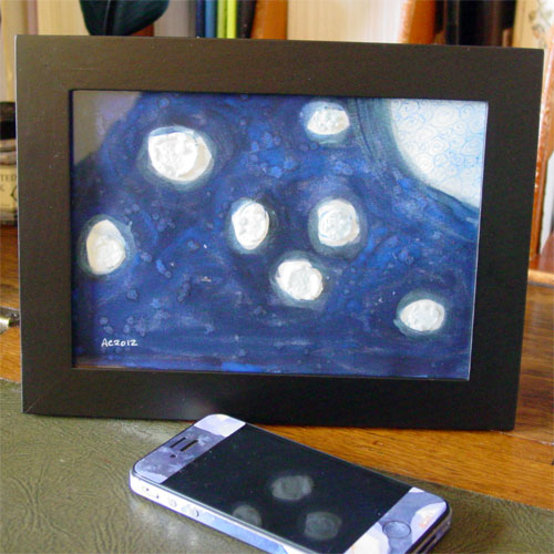 Blue Moon, framed watercolor by Amy Crook
