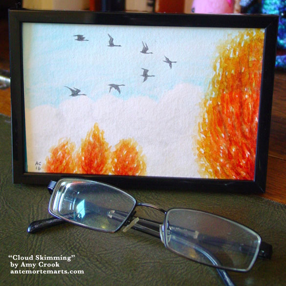 Cloud Skimming, framed art by Amy Crook