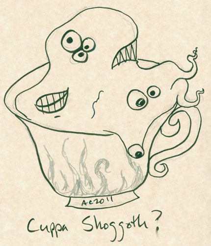 Cuppa Shoggoth? sketch by Amy Crook
