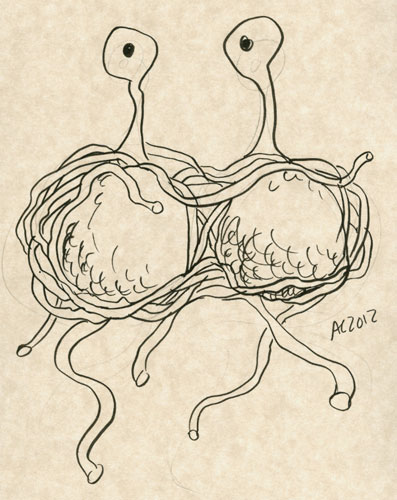 Flying Spaghetti Monster sketch by Amy Crook