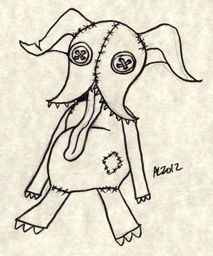 Plushie of Tindalos sketch by Amy Crook