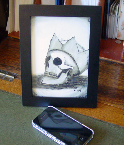 Crowned Skull, framed art by Amy Crook