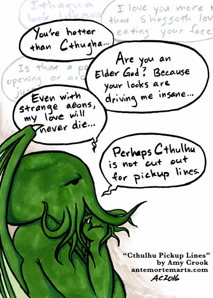 Cthulhu Pickup Lines, parody art by Amy Crook