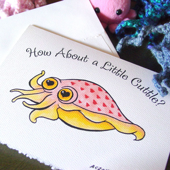 A Little Cuttle Valentine by Amy Crook on Etsy