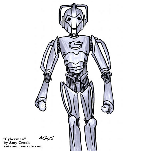 Cyberman, Doctor Who fan art by Amy Crook