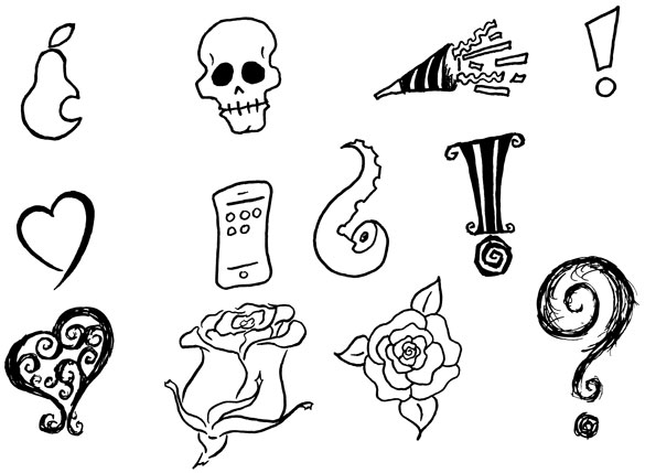 Free black and white dingbats by Amy Crook