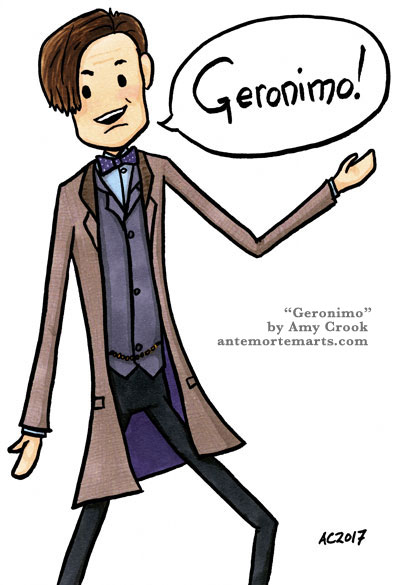 Geronimo, Doctor Who parody art by Amy Crook
