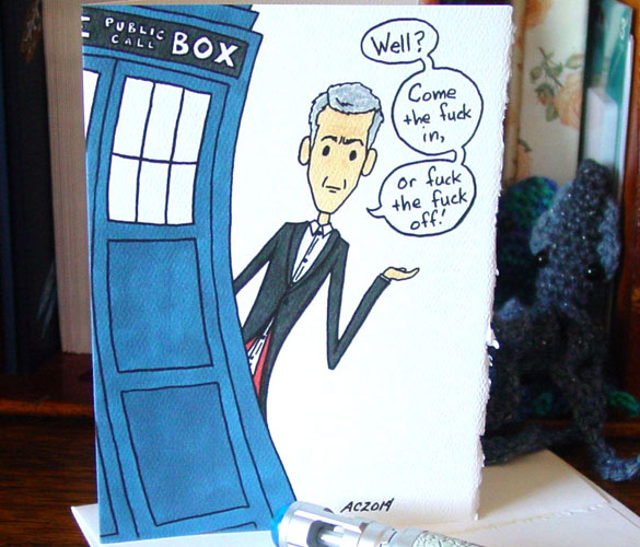 In or Out, Doctor Who greeting card by Amy Crook on Etsy