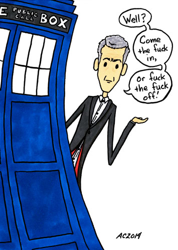 In or Out, Doctor Who parody art by Amy Crook
