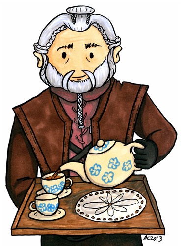 Tea With Dori, fan art for The Hobbit by Amy Crook