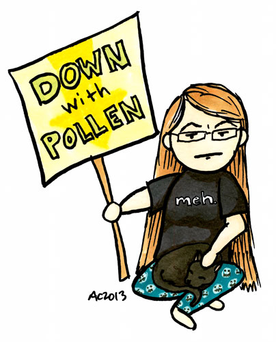 Down With Pollen, self portrait with kitty by Amy Crook