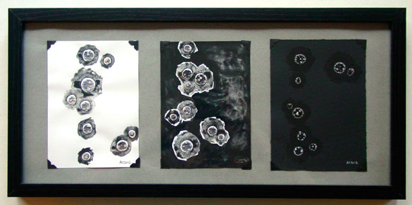 Event Horizons: Black, Blacker, Blackest watercolor triptych by Amy Crook