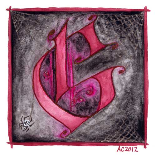 G is for Gothic, calligraphic illumination by Amy Crook
