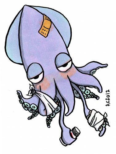 Get Well Squid cartoon by Amy Crook