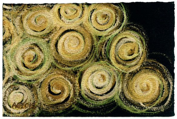 Gold Spirals 1, abstract watercolor by Amy Crook, $199