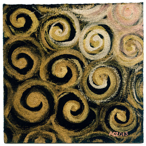 Gold Spirals 2, abstract watercolor by Amy Crook