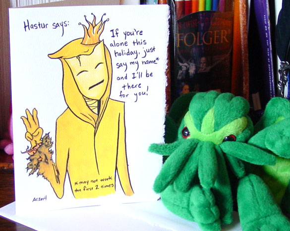 Hastur holiday card by Amy Crook on Etsy