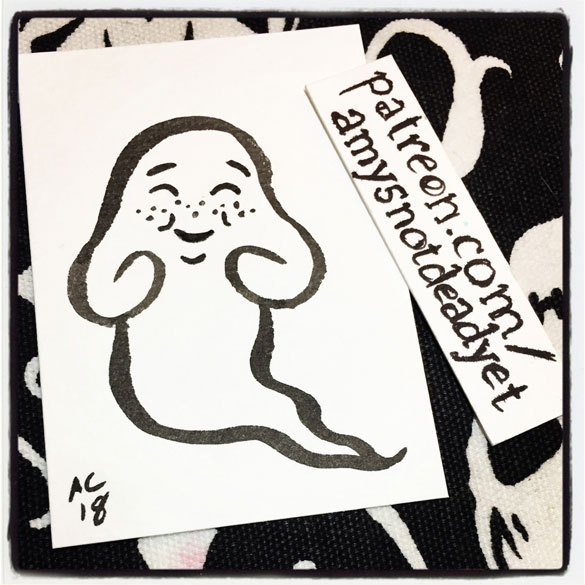 brush and ink art of a cute ghost