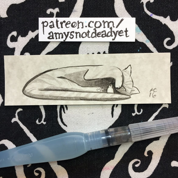 Inktober day 15: Sleeping Kitty bookmark