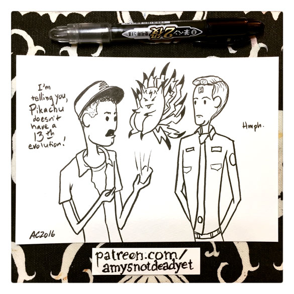 Inktober day 29: Rimmer and Lister from Red Dwarf arguing about Pokemon, for Jeff