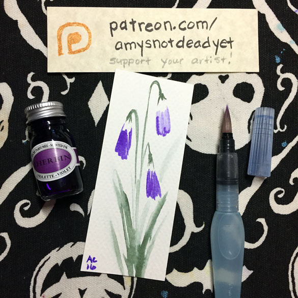 Inktober day 9: violets bookmark