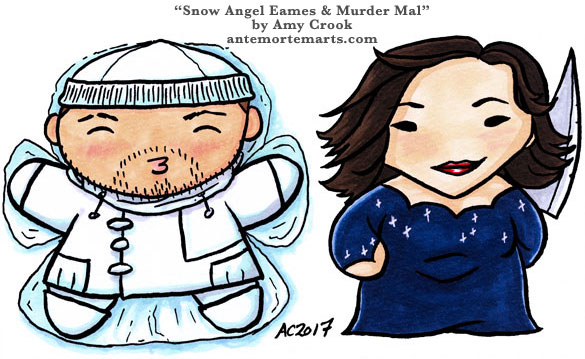 Snow Angel Eames and Murder Mal, Inception chibi fan art by Amy Crook