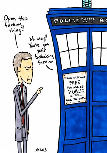 Bollocking the TARDIS, commission comic by Amy Crook - all rights reserved, please don't copy without permission