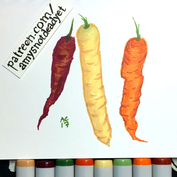 rainbow carrots sketch by Amy Crook