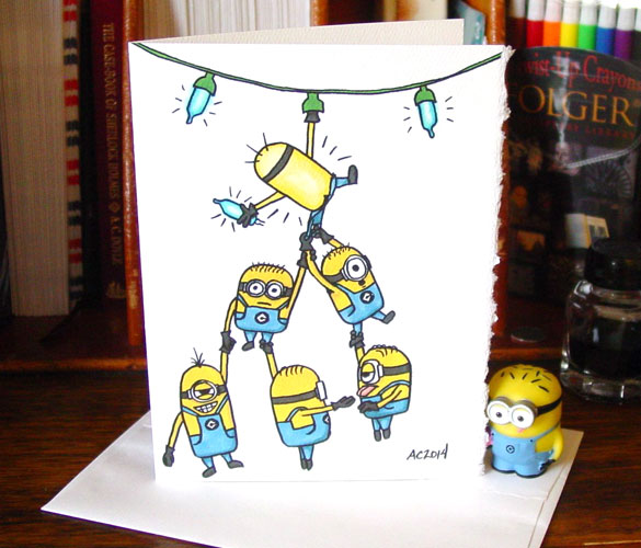 How Many Minions holiday card by Amy Crook at Etsy