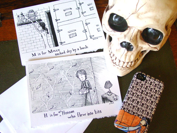 Molly & Mrs Hudson Baker Street Tinies cards on Etsy by Amy Crook