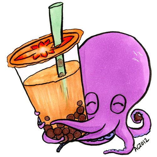 Octopus Loves Boba cartoon by Amy Crook