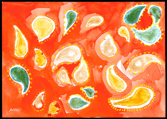 Orange Paisley, abstract art by Amy Crook
