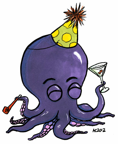 Party Octopus cartoon by Amy Crook