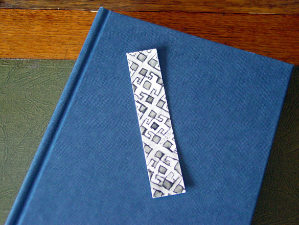 Pattern Bookmark 1, with book, by Amy Crook