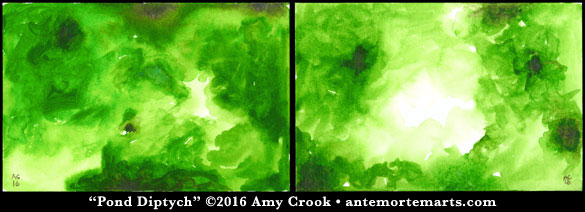 Pond Diptych, abstract watercolors by Amy Crook