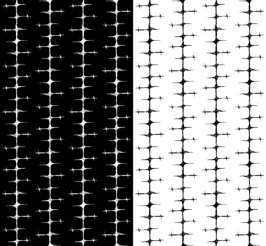 Scribble Goth Cross Stripe 1 in two colorways by Amy Crook