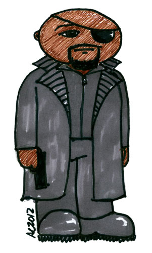 Nick Fury, Agent of Sharpie, sketch by Amy Crook