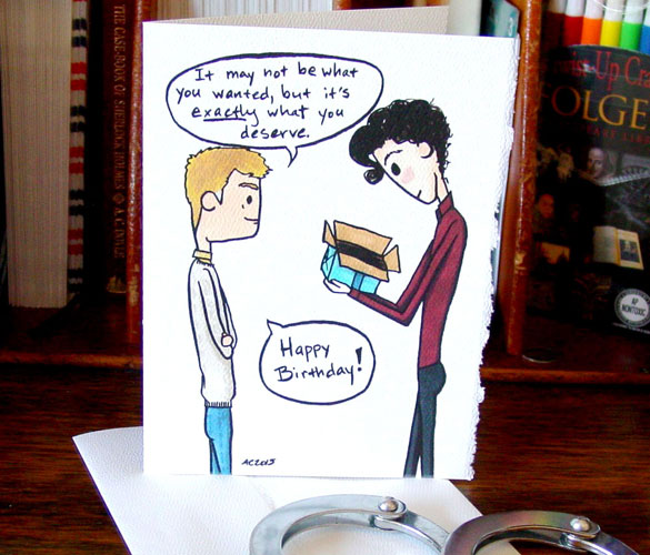 Sherlock birthday card v3 by Amy Crook at Etsy