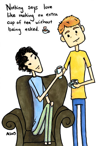 Tea is Love, Sherlock parody art by Amy Crook