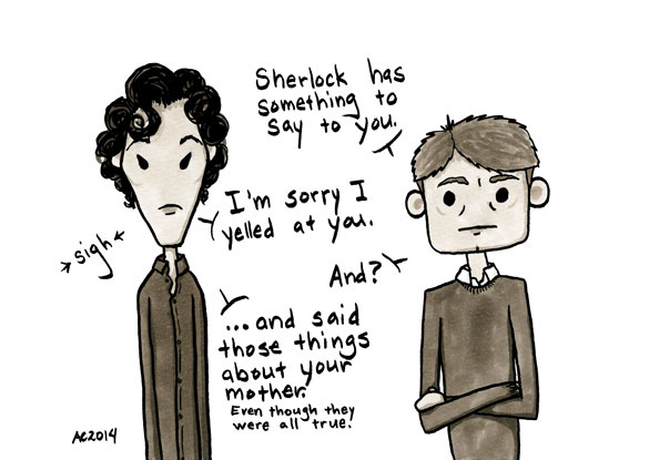 Who's the Boss? a Sherlock comic, panel 5 by Amy Crook