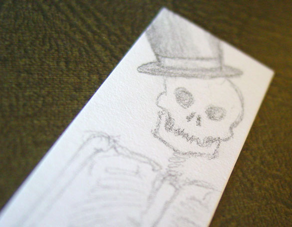 Skeleton Bookmark, detail, by Amy Crook