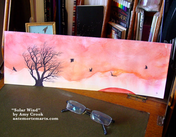 Solar Wind, a panoramic watercolor painting by Amy Crook
