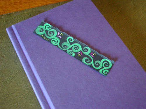 Spiral Vines Bookmark, with book, by Amy Crook