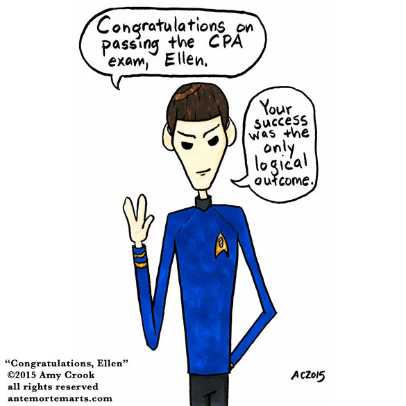 Congratulations, Ellen, a Spock commission by Amy Crook