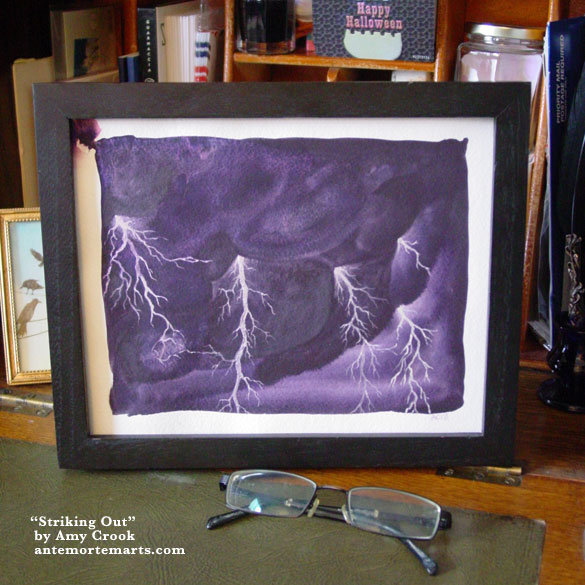 Striking Out, framed art by Amy Crook