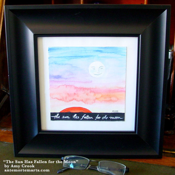 The Sun Has Fallen for the Moon, framed art by Amy Crook